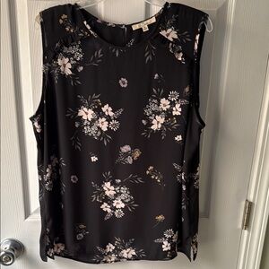 Floral Sleeveless Black Top